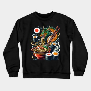 Sushi and Ramen Dragon Men Women Vintage Japanese Crewneck Sweatshirt